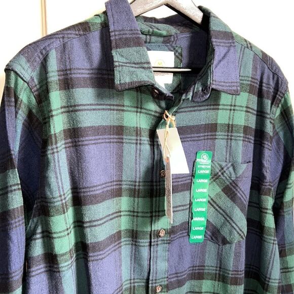 CLOUDVEIL MOUNTAINWORKS Blackwatch Plaid Flannel Stretch Shirt-L NWT! - Picture 3 of 8